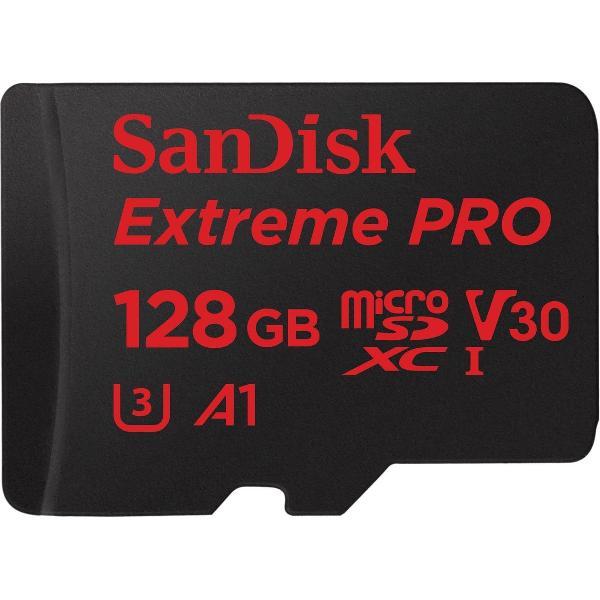 SanDisk Extreme Pro Micro SDXC 128GB - 100mb / 90mb -U3 V30 A1 - met adapter