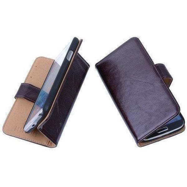 PU Leder Mocca Huawei Ascend G630 Book/Wallet Case/Cover Hoesje