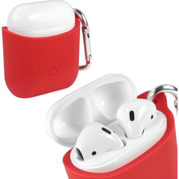 Tuff-luv - Siliconen hoesje voor de Apple airpods headphones - rood