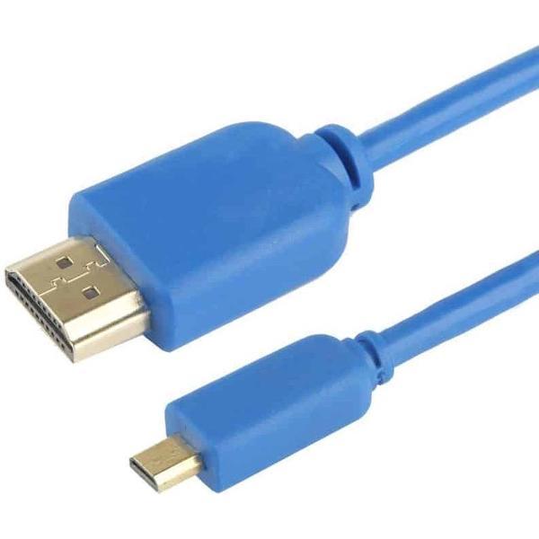 1.4 versie, vergulde micro HDMI Male naar HDMI 19-pins kabel, ondersteuning voor 3D / HDTV, lengte: 1,5 m (blauw)