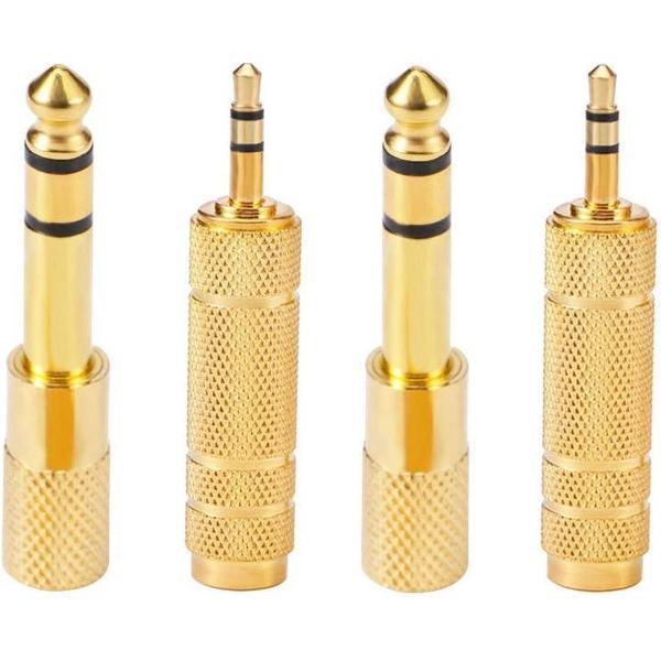 3.5mm Jack Naar 6.35mm Verloop Plug Set - Stereo Audio Adapter Connector Set - 4 Stuks set