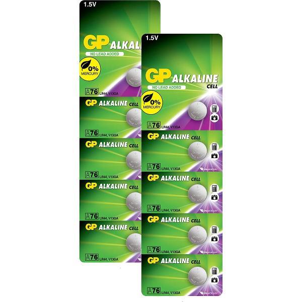 GP Extra Alkaline LR44 batterij | AG13 | 76A knoopcel batterijen 1.5V V13GA - 10 stuks