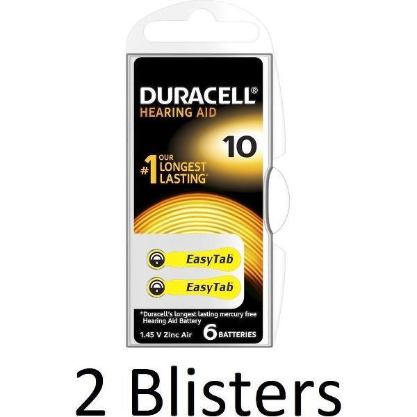 12 Stuks (2 Blisters a 6 st) Duracell Duralock Hearing Aid 10 geel