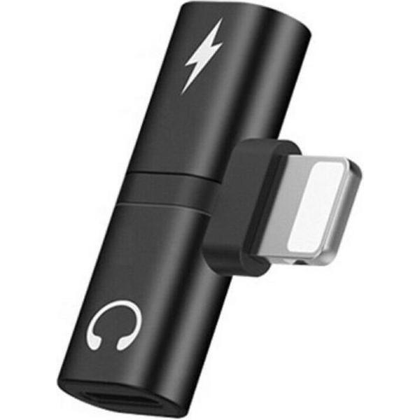 Iphone Adapter 2-in-1 Splitter - Audio - Opladen Zwart