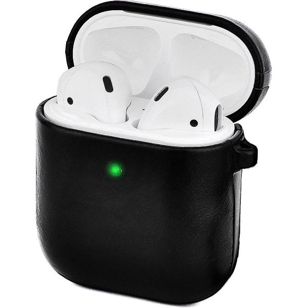 Silvergear Apple AirPods Hoesje - Zwart - Bescherming Case - Leer - Voor Apple AirPods en AirPods 2