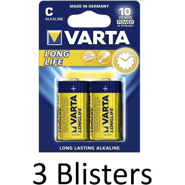 6 Stuks (3 Blisters a 2 st) Varta Longlife Extra C Wegwerpbatterij Alkaline