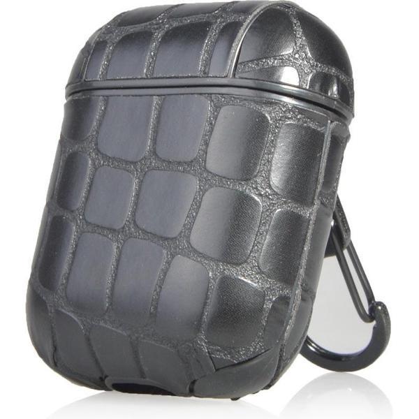 Leren hoesje crocodile print AirPods 1 & 2 Leer- AirPods 1 & 2 cover case hoesje - krokodillen case cover hoesje