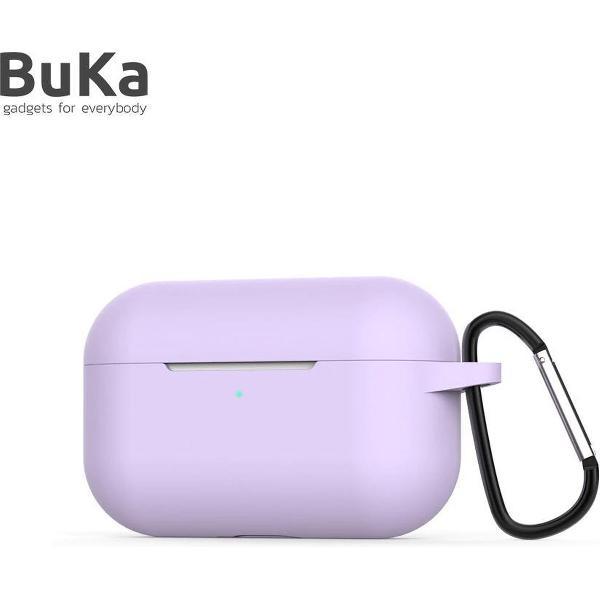 Bescherm Hoes Cover Case voor Apple AirPods Pro (Siliconen) met Haak - Lila