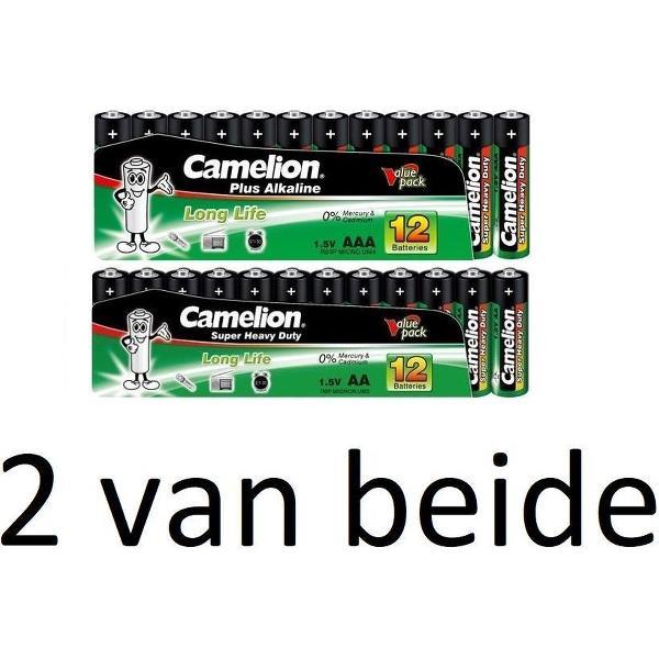 24 Camelion Green Zinc AA & 24 Camelion Green Zinc AAA Batterijen