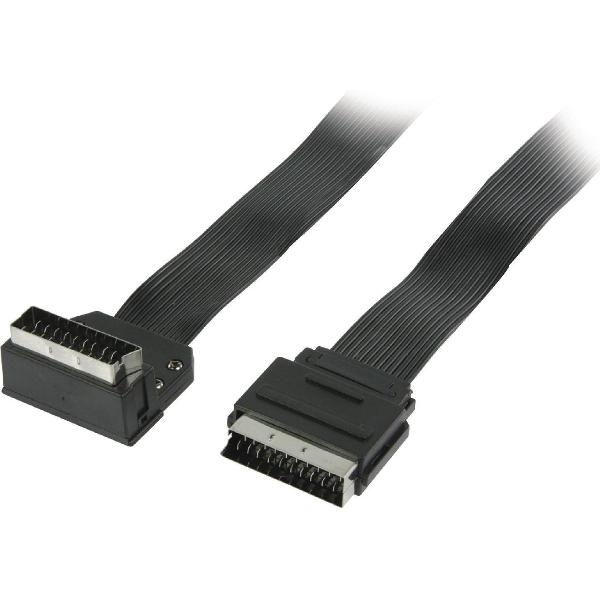 Nedis 21-pins Scart kabel met haakse connector - plat / zwart - 2 meter