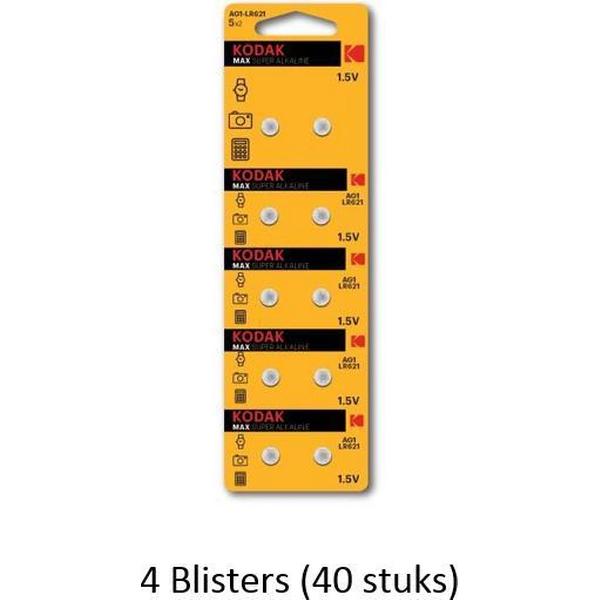 40 stuks ( blisters a 10 stuks) Kodak AG1 / LR621 alkaline knoopcel 1.5v