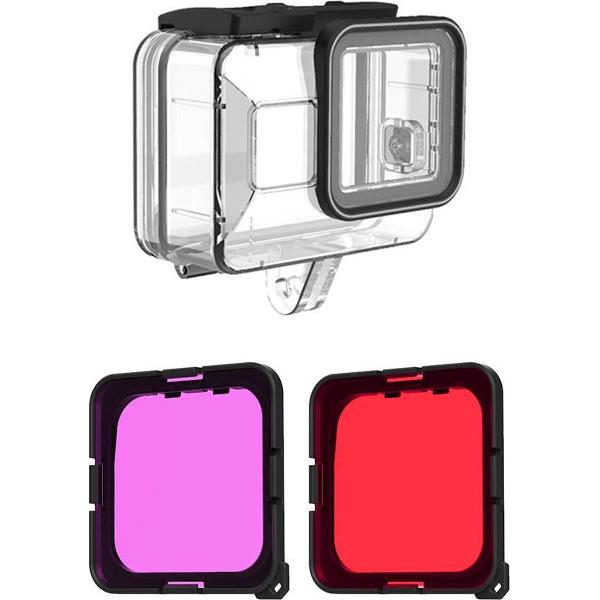 PRO SERIES Waterdichte Behuizing 40M + Rood&Paars Lens Filters Geschikt voor GoPro Hero 8