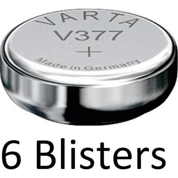 6 Stuks (6 Blisters a 1 st) Varta Knoopcel Batterij SR626 SW/SR66 SW/V377 Single-use Zilver-oxide