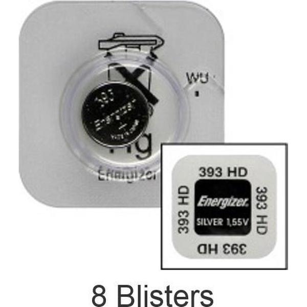 8 stuks (8 blisters a 1 stuk) Energizer 309/393 knoopcel Zilver-oxide batterij (S) 1,55 V