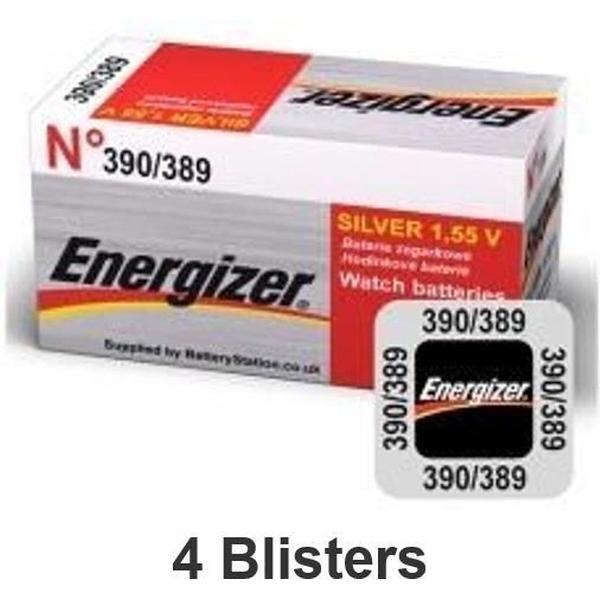 4 stuks (4 blisters a 1 stuk) Energizer knoopcel 389/390 MD horloge batterij zilver oxide
