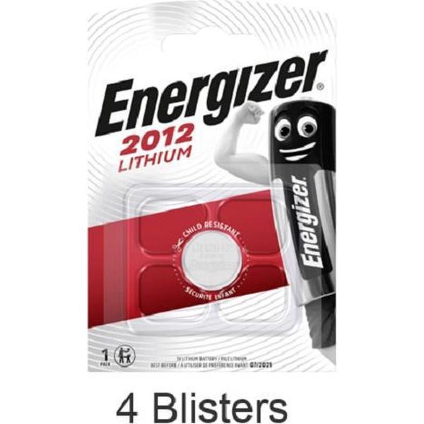 4 stuks (4 blisters a 1 stuk) Energizer Lithium Knoopcel Batterij CR2012 3V