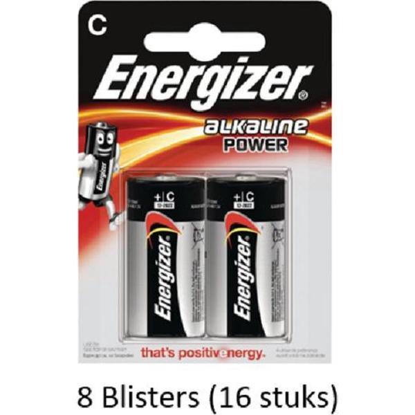 16 stuks (8 blisters a 2 stuks) Energizer Alkaline Power C batterij