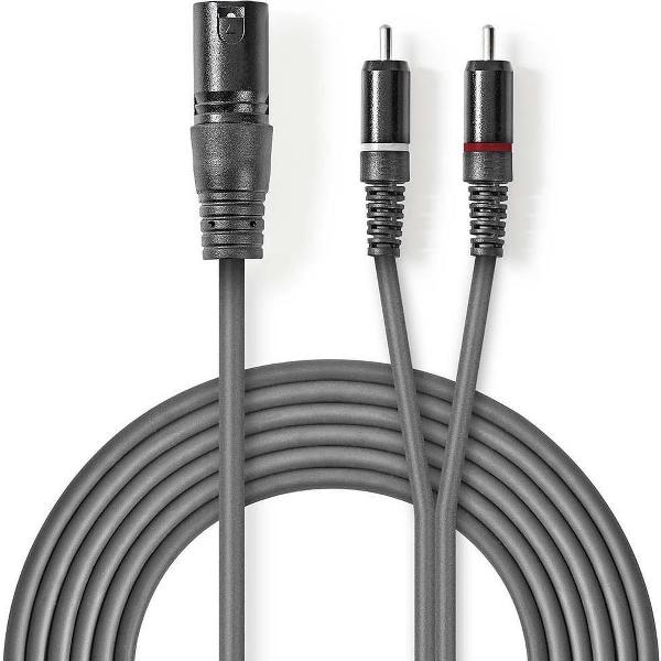Nedis 1x XLR (m) - 2x RCA (m) stereo audiokabel - 1,5 meter