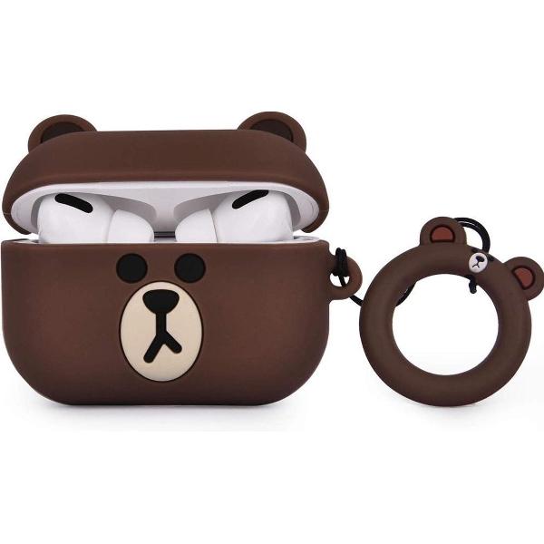 Cartoon Silicone Case voor Apple Airpods Pro - Bruine beer -