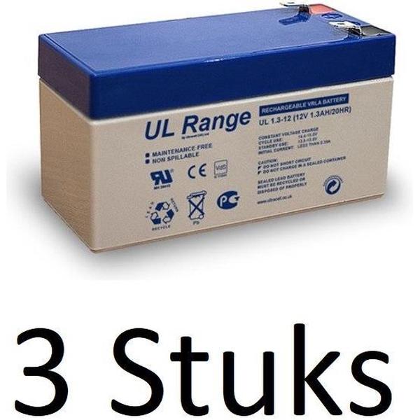 3 Stuks Ultracell Loodaccu UL 12v 1300mAh