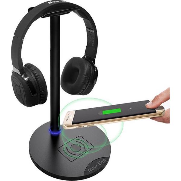 headset stand met wireless charger - koptelefoon houder - draadloze oplader