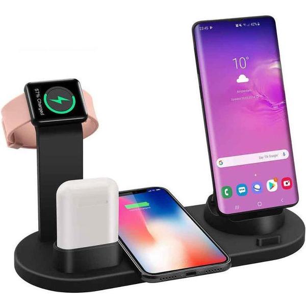 4 in 1 Wireless Charging Stand for Lightning, Type-C, Micro USB Black
