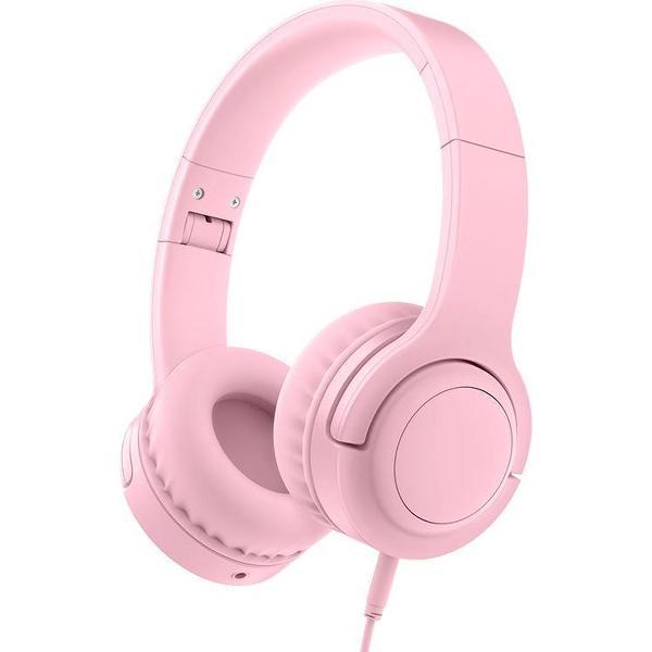 Lovnix Q2 - On-Ear Kinderkoptelefoon met Volume Begrenzing 93dB - Headset voor Kinderen - Roze