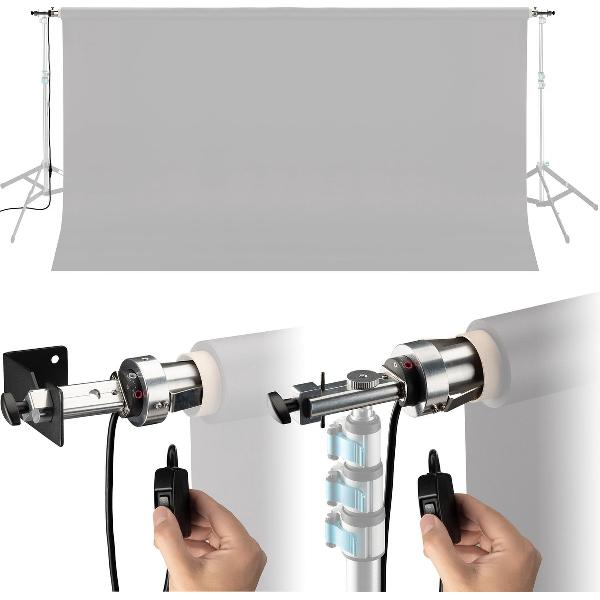 Bresser Electrisch Achtergrondsysteem MR-300 - Ook te bevestigen aan plafond of muur - 300cm Breed