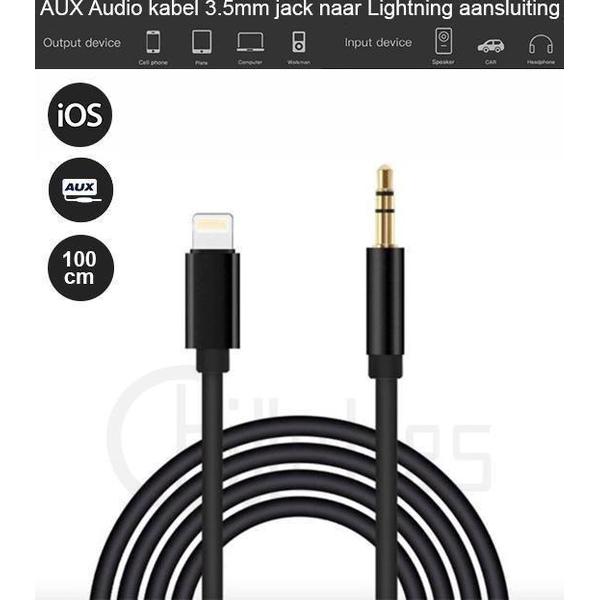 DUO-pack - Aux Kabel - Auto iPhone - Iphone Aux-kabel auto - iPhone Lightning 3.5 mm - Jack audio aansluiting - (Wit en Zwart)
