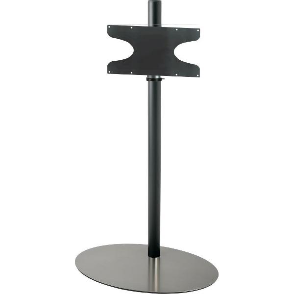 Cavus zwarte vloerstandaard met RVS voet voor TV's tot 65 inch - 150 cm hoog