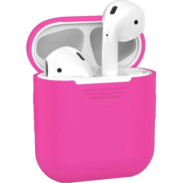 Hoes voor Apple AirPods Hoesje Siliconen Case Cover - Donker Roze