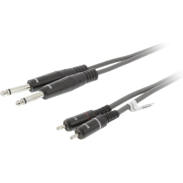 Sweex 2x 6,35mm Jack - Tulp stereo audio kabel - 1,5 meter