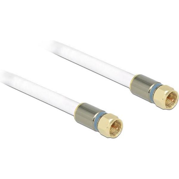 DeLOCK Premium F (m) - F (m) coaxkabel / recht - wit - 2 meter