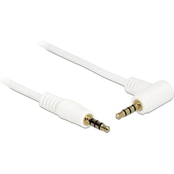 DeLOCK 3,5mm Jack 4-polig audio/video kabel AWG24 / haaks - wit - 0,50 meter