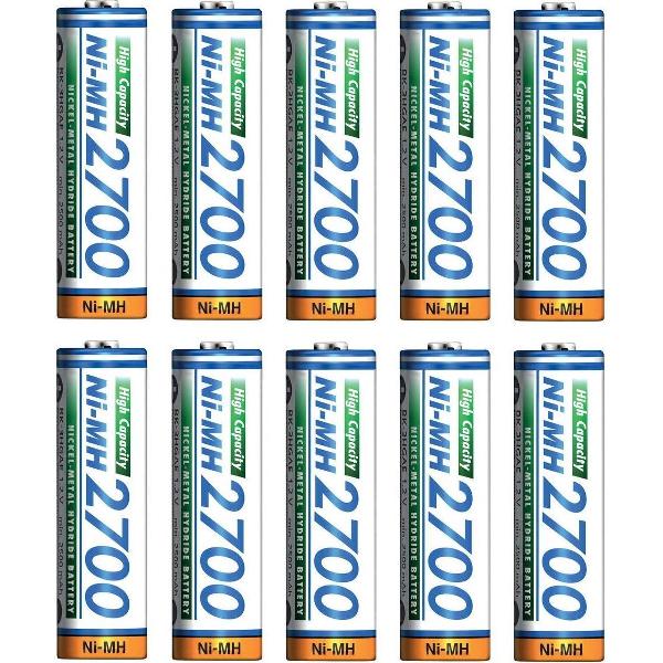 Voordeelbox 10 x AA Panasonic 2700mAh - verpakt in handige box