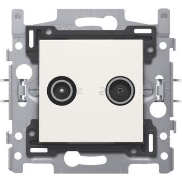 Coax-aansluiting 2x meervoudig GEDU tv + FM. wit