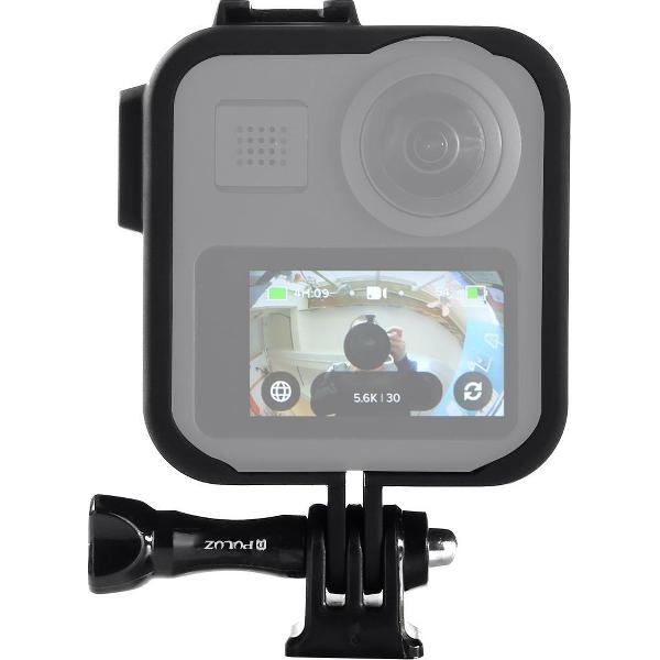 PULUZ ABS kunststof schokbestendige zijframe-beschermhoes met basis en lange schroef voor GoPro Max (zwart)