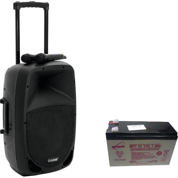 OMNITRONIC mobiele geluidsinstallatie - geluidset MES-12BT2 + op accu met twee micrfoons - bluetooth - usb en sd card