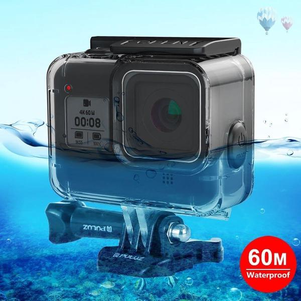 PULUZ 60m onderwater duikbehuizing Waterdichte camerabehuizing met zachte knop voor GoPro HERO8 Black