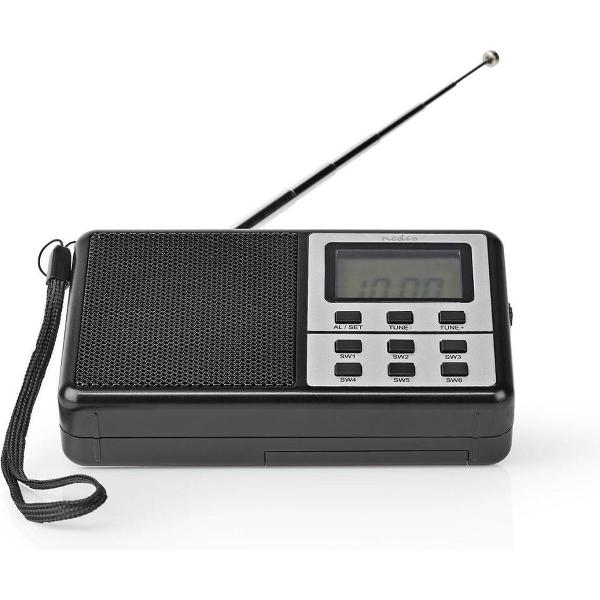Nedis RDWR1100BK Fm-radio 1,5 W Wereldontvanger Klok & Wekkerfunctie Zwart