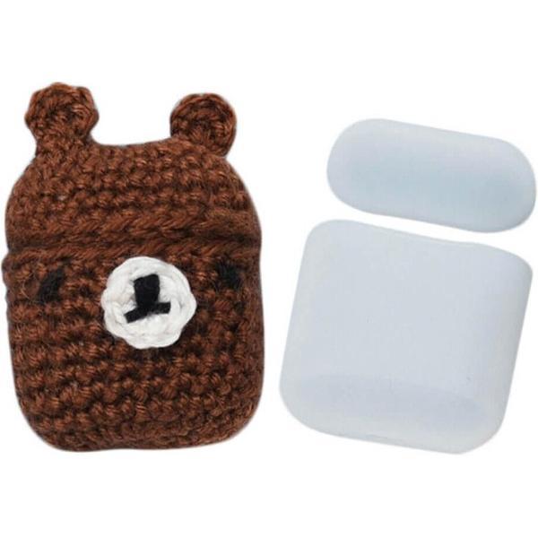 Wollen AirPods 1 en AirPods 2 Case Hoesje - Beertje