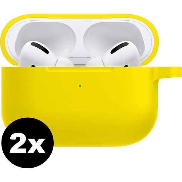 Hoes Voor Apple AirPods Pro Hoesje Siliconen Case - Geel - 2 PACK