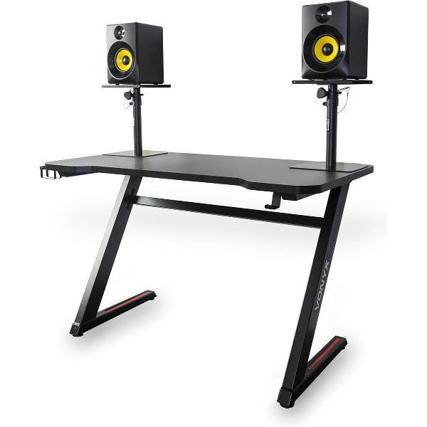DJ tafel - Vonyx DB15 DJ booth / studio meubel met koptelefoon haak, 2x kabeldoorvoer en bekerhouder - 120cm breed - Zwart