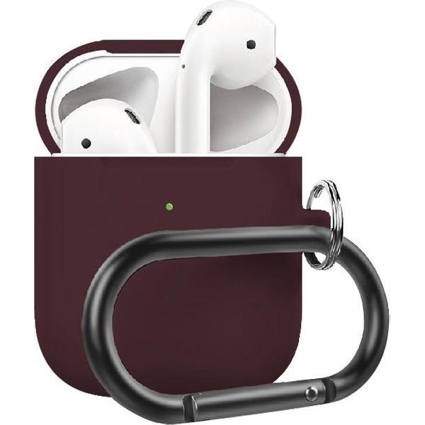 By Qubix - AirPods 1/2 hoesje siliconen chargebox Series - soft case - bordeaux - UV bescherming - AirPods hoesjes
