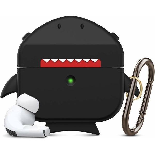Haai Case Cover Voor Airpods Pro - Siliconen Zwart | Watchbands-shop.nl
