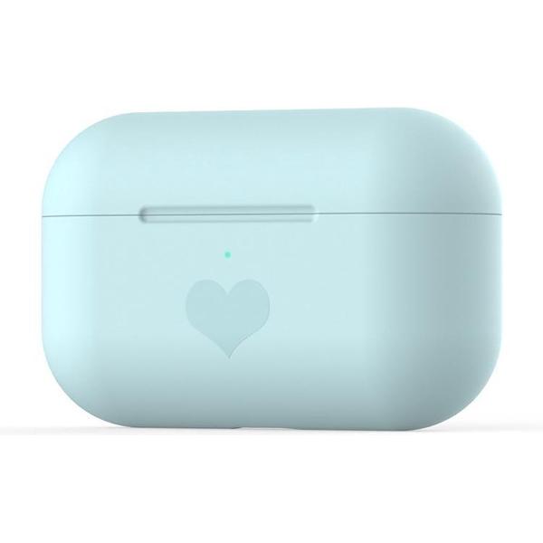 By Qubix - AirPods Pro met hartje - Siliconen hoesje - Blauw - AirPods hoesjes