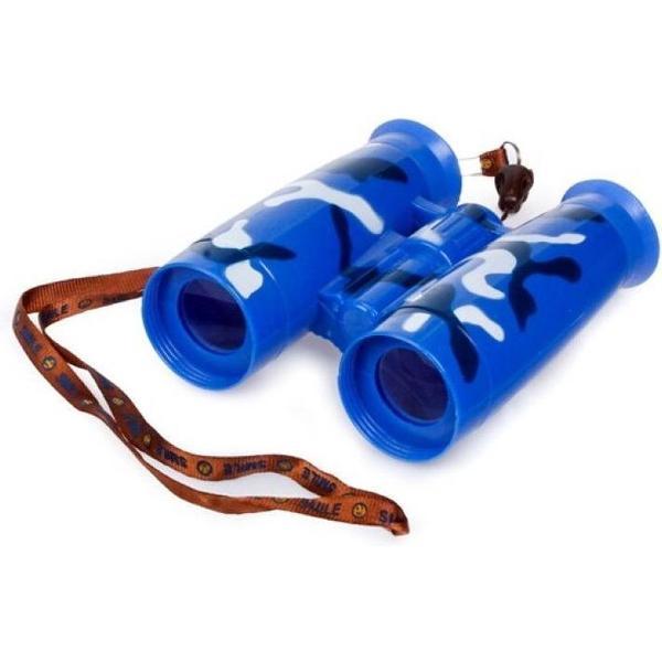 Kinder speelgoed verrekijker blauw voor peuters 11 cm - Safari verkennen - Ontdekkingsreis - Verrekijkers voor kinderen