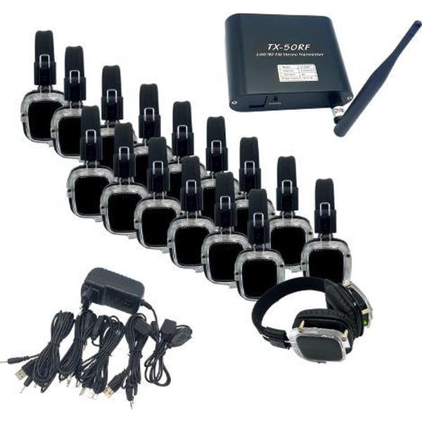 Silent disco pakket voor 16 personen