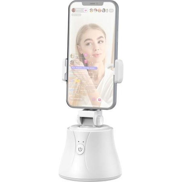 Baseus 360 graden rotatie volgende opname statiefkop met telefoonklem voor smartphones, GoPro, DSLR-camera's (wit)