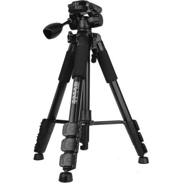 Q111 4-delige opvouwbare poten Live Broadcast aluminium statiefbevestiging met driedimensionale dempende statiefkoppen (zwart)